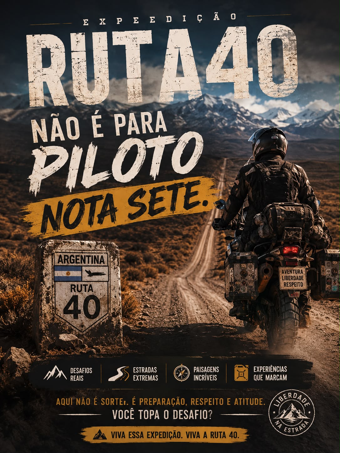 Cartaz da expedição Ruta 40: não é para piloto nota sete